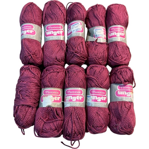 Plantation Unger Other - Lot of 10 Unger Plantation‎ Mercerized Cotton Yarn Skeins Pink Berry 50g 102 Yds